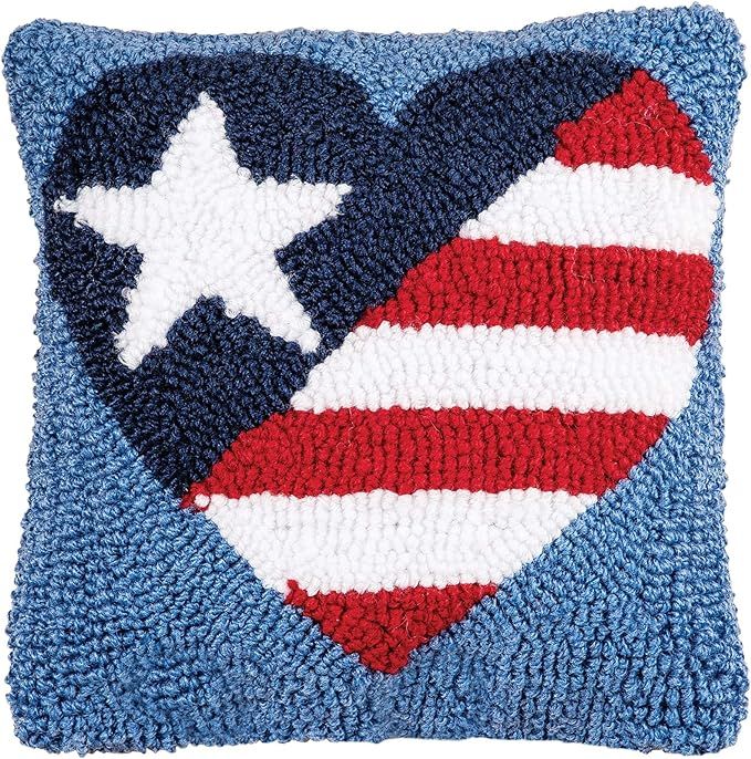 C&F Home Patriotic Heart USA Flag Pillow Petite Throw Pillow for Couch Chair Living Room Bedroom ... | Amazon (US)