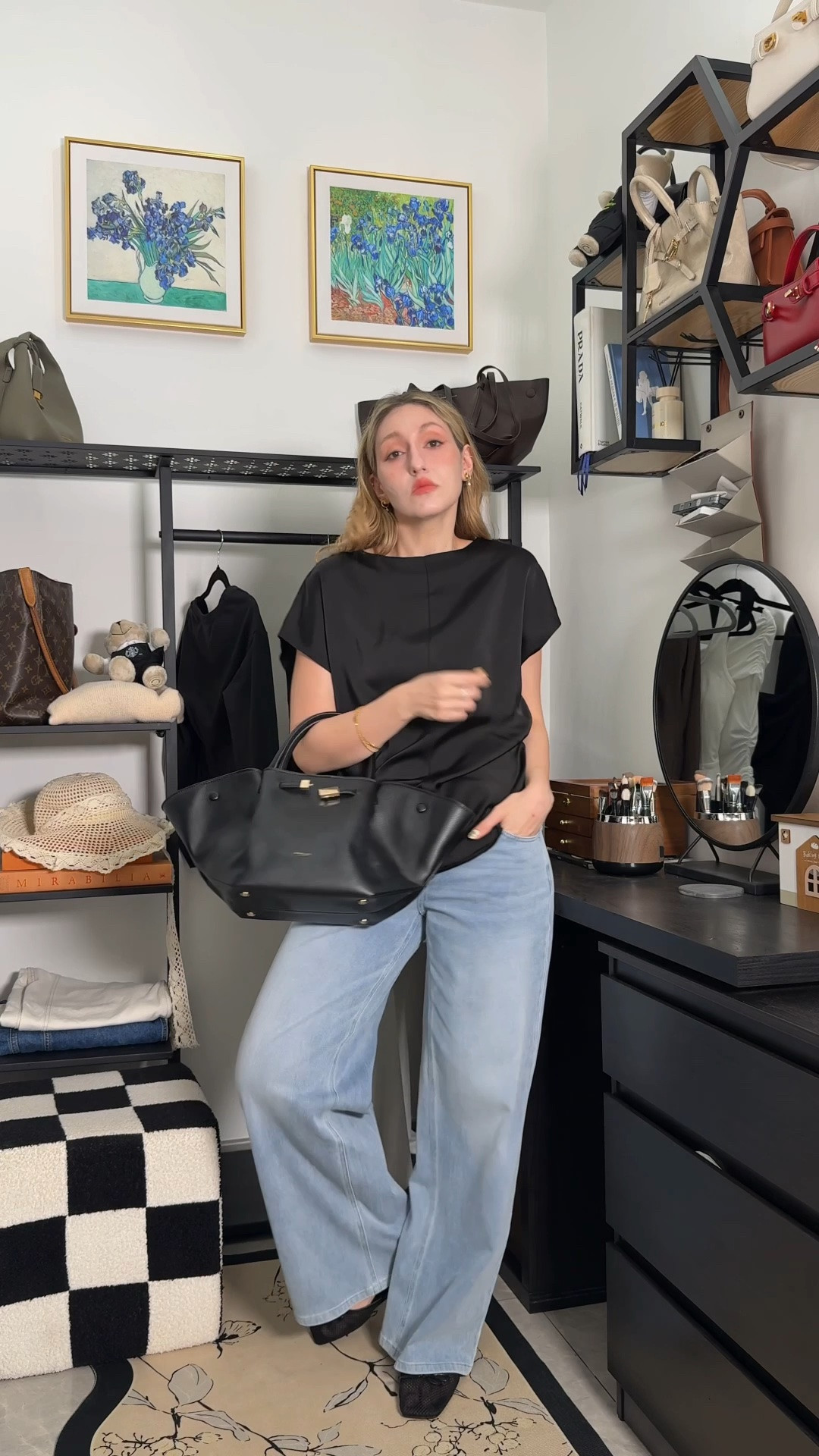 blue jeans with satin tops ☕️

@Halara top, jeans (anasta64 for 15% off on full-priced items) 
Charles & Keith flats
Demellier New York bag

#LTKshoes #LTKjeans #LTKbag