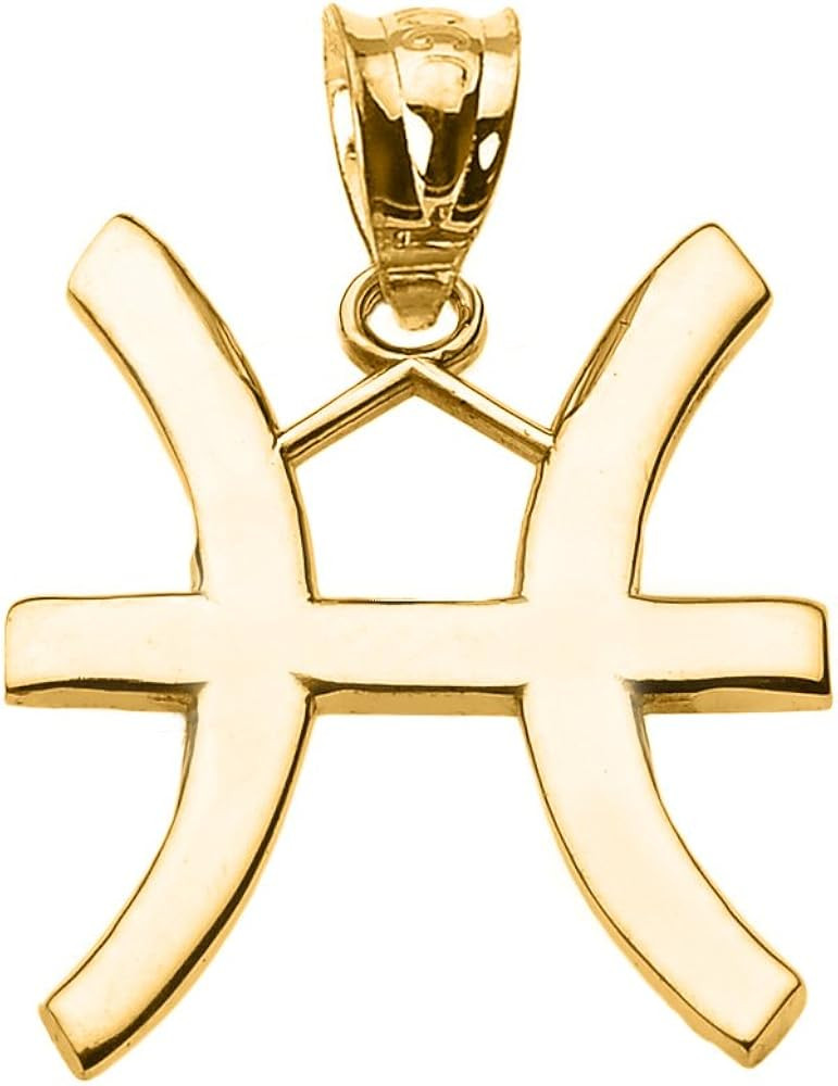 14K White Gold Pisces Zodiac Astrological Sign Charm Personalized Pendant | Amazon (US)