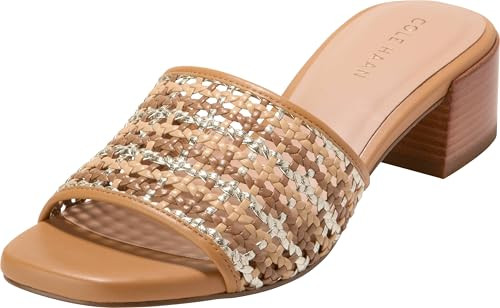 Cole Haan Women's Sandals - Calli Single Band Block Heel, Neutral Woven/Biscuit, 8-B US | Amazon (US)