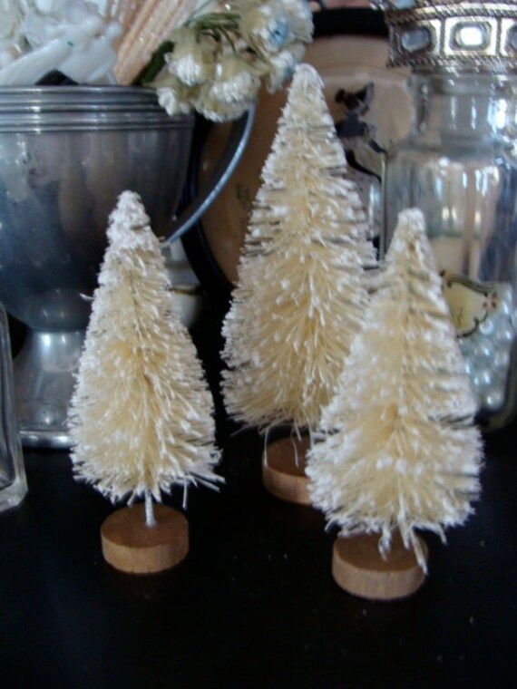 Farmhouse White Dreamy Christmas Bottle Brush Tree Lot French Chic | Etsy (US)