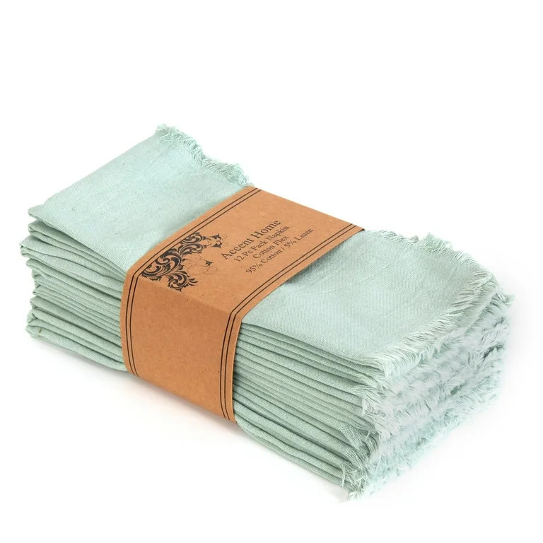 Accent Home 100% Cotton Linen Napkin Set of 12 18x18 inch Dinner Napkins - Washable Soft Premium ... | Walmart (US)