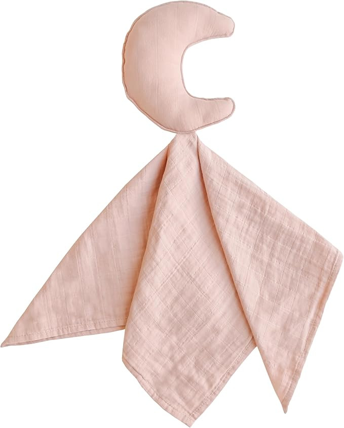mushie Moon Security Blanket | Baby Lovey | 100% Organic Muslin Cotton (Blush) | Amazon (US)