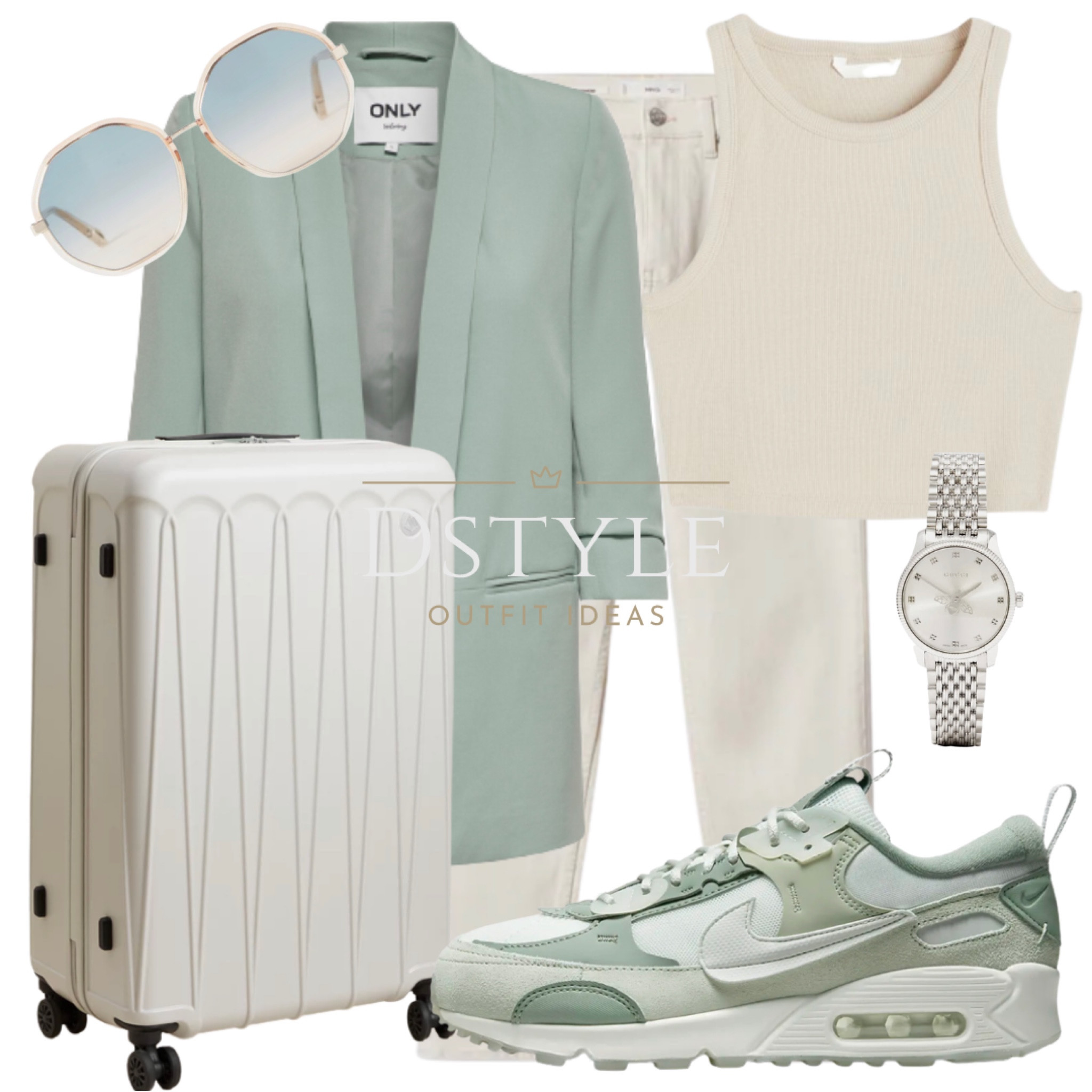 Travel in style with this trendy outfit! These mom jeans, cropped top, and mint blazer create a comfortable and chic look that's perfect for exploring new destinations. And don't forget to complete the look with these Nike trainers, currently on sale at 40% OFF! They'll keep you comfortable all day long while you save money. Get ready for your next adventure in style!

#LTKsalealert #LTKtravel #LTKFind
