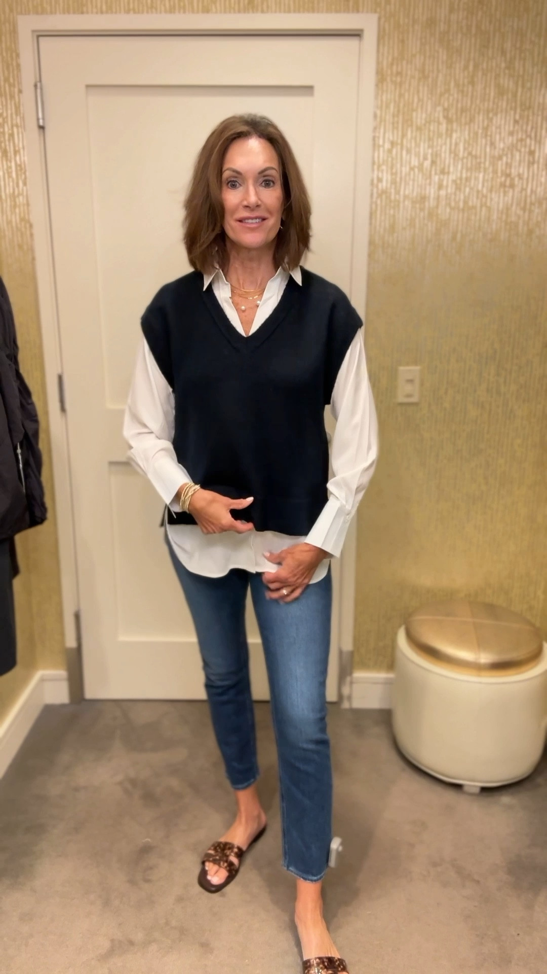 Twofer sweater - medium 
Jeans 28

Fall style 
Casual style 

#LTKOver40 #LTKSaleAlert #LTKStyleTip