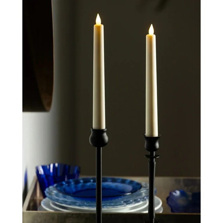 Seasonal LLC 1" x 9.75" Paraffin Realistic Adjustable Brightness LED White Flameless Taper Candle | Walmart (US)