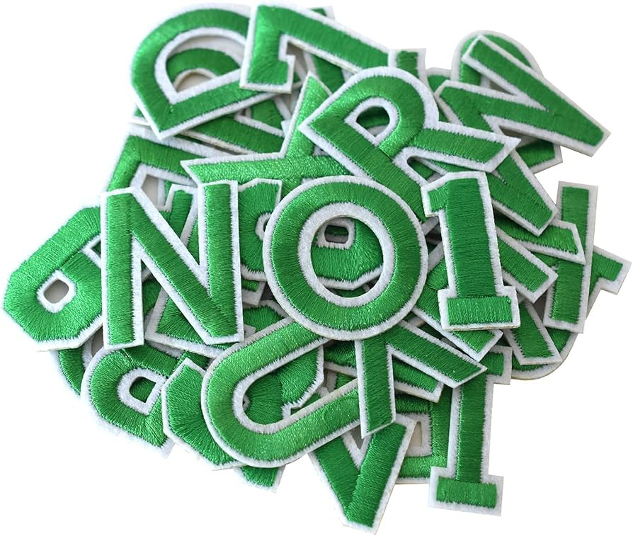 GYGYL 72 Pieces Iron on Letters and Numbers Patches, Green Letter Patches Alphabet Embroidered Pa... | Amazon (US)