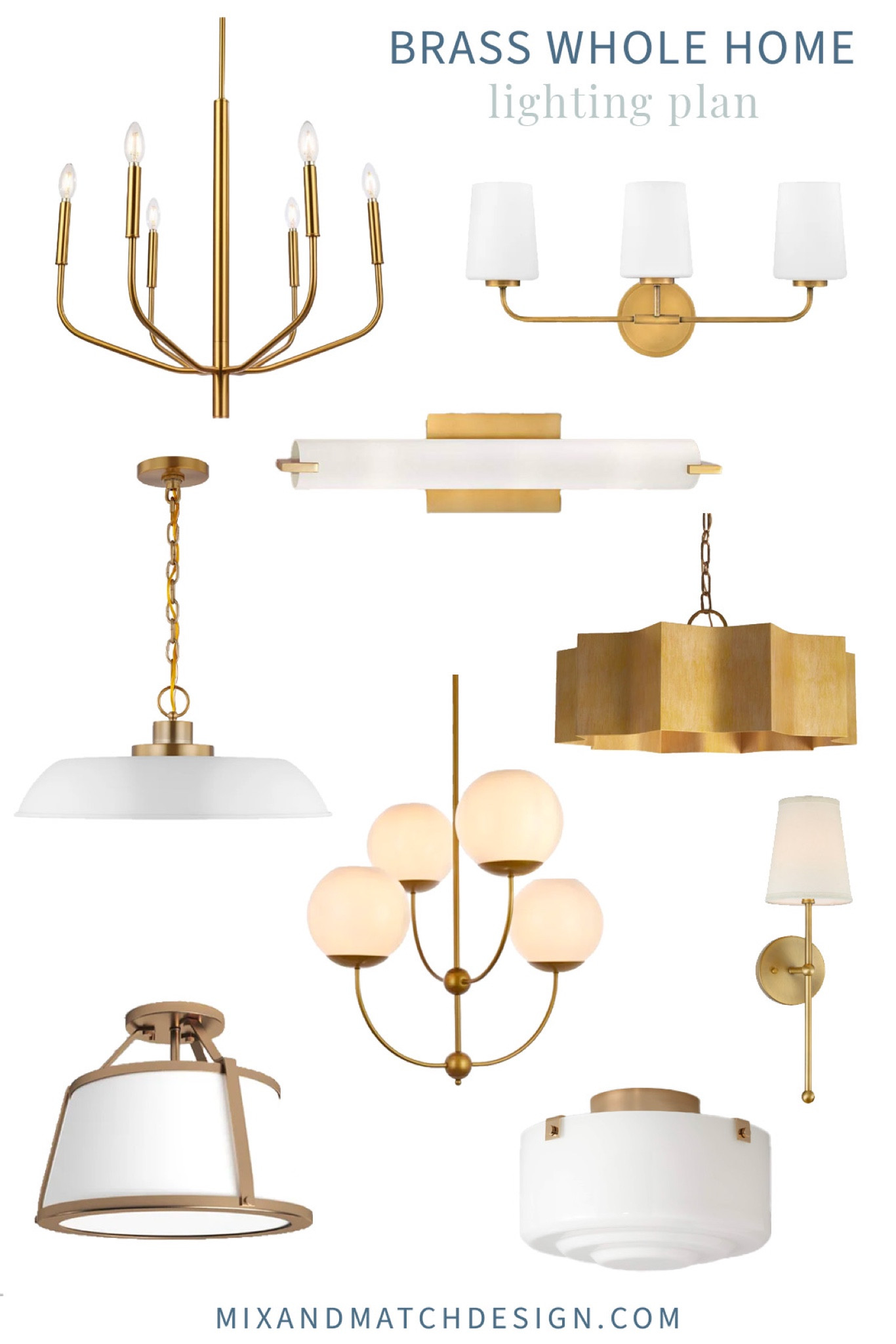 Struggling with selecting lighting? Need to make a lot of decisions for a new home? I’ve got you covered! I put together a whole home lighting plan in brass and have tons of tips on the blog!

#LTKhome