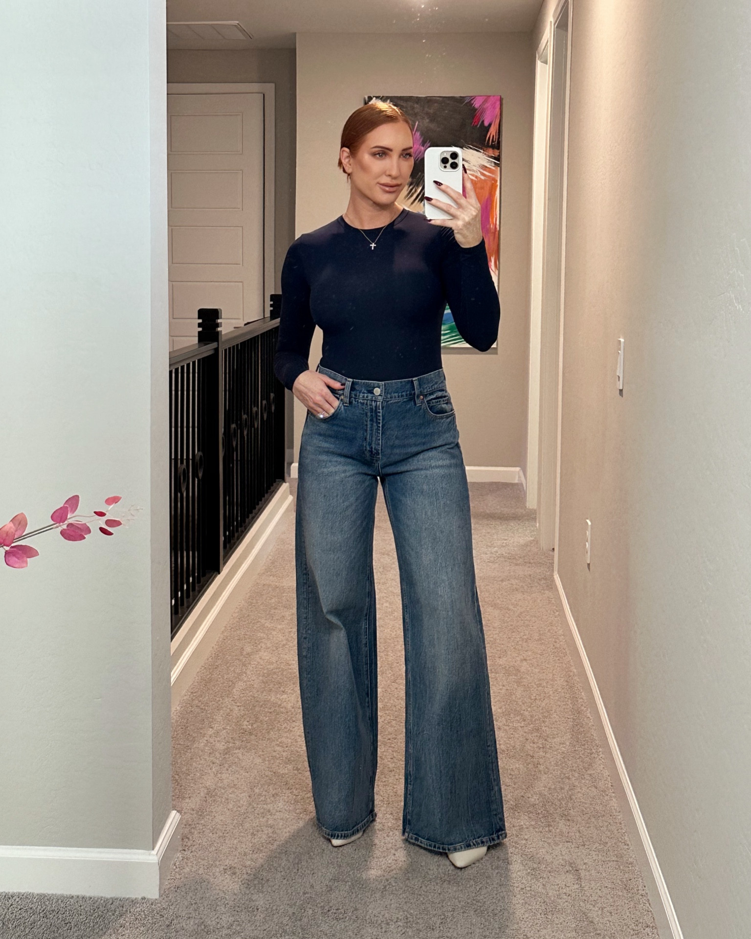 Alice & Olivia denim - I wear size 27 (4)  💙 Skims fits everybody long sleeve bodysuit 

#LTKSeasonal #LTKworkwear #LTKstyletip