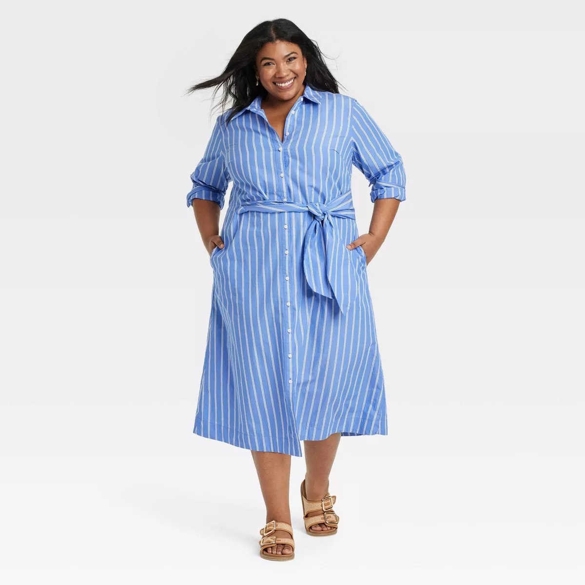 Women's Long Sleeve Tie-Front Midi Shirtdress - Universal Thread™ | Target