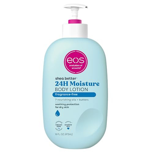 eos Shea Better Body Lotion Fragrance Free, 24-Hour Hydration Skin Care, Lightweight & Non-Greasy, Natural Shea, Vegan, Unscented Body Lotion, 16 fl oz | Amazon (US)