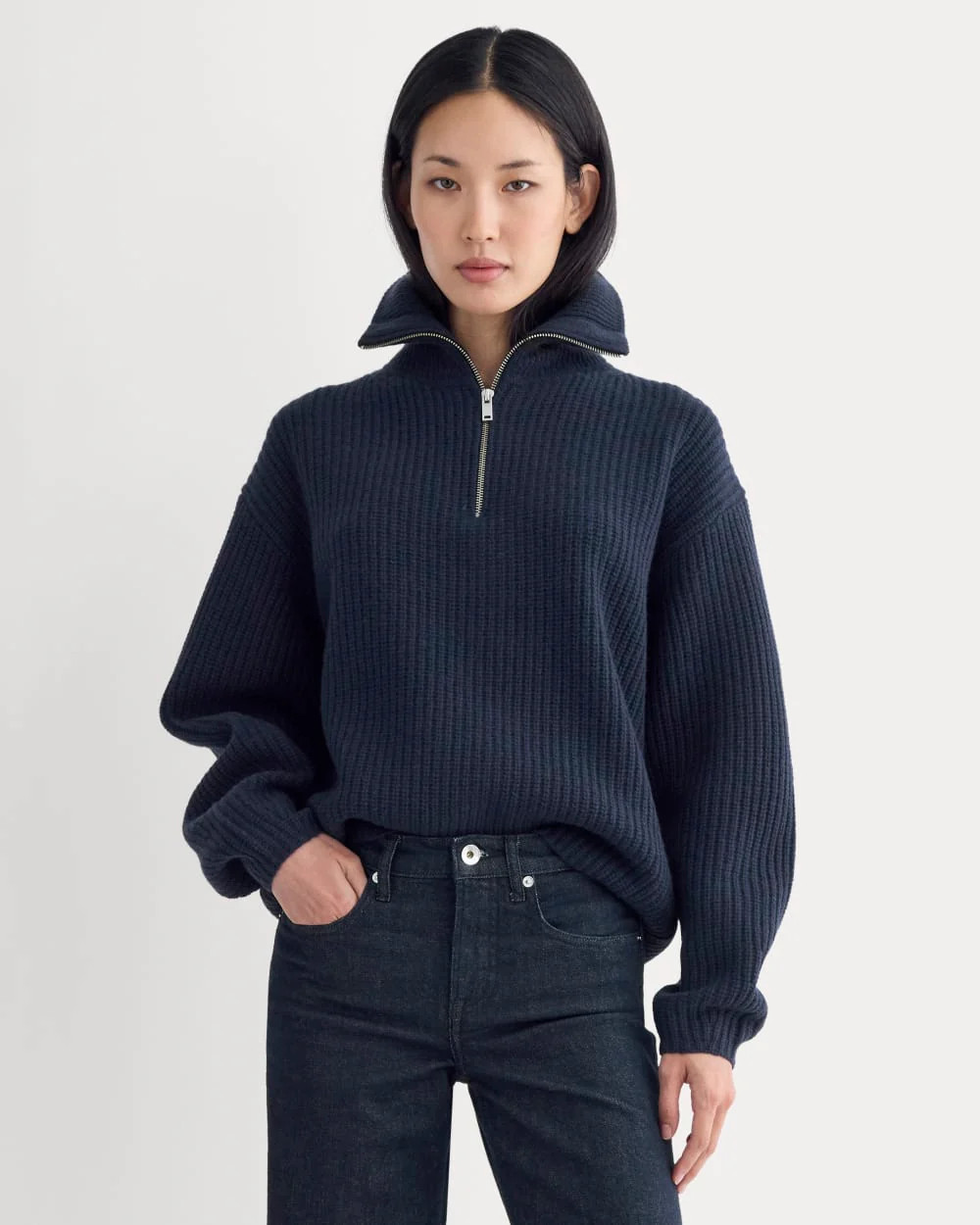 The Half-Zip Sweater in Luxe Merino | Navy | Everlane