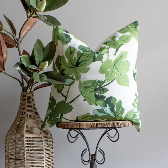 Peter Dunham Fig Leaf on White Custom Designer Outdoor Pillow, Fig Outdoor Pillow Cover | Etsy (CAD)