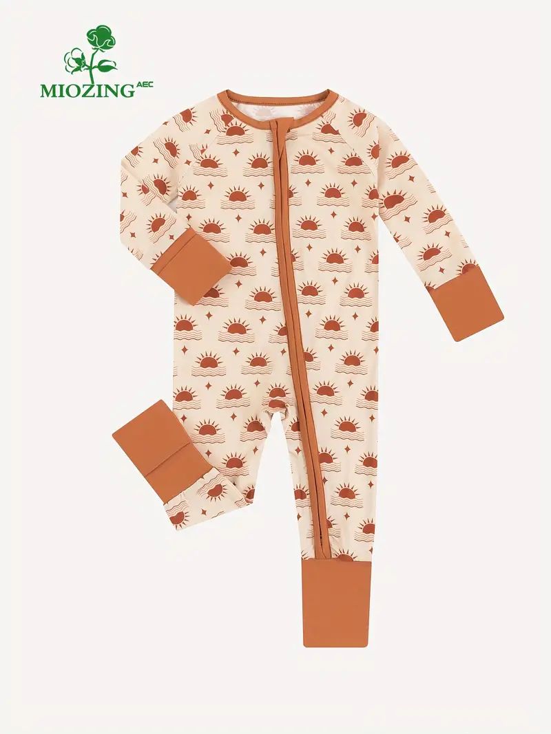 MIOZING Bamboo Fiber Bodysuit For Infants, Cartoon Raising Sun Pattern Long Sleeve Onesie, Baby G... | Temu Affiliate Program