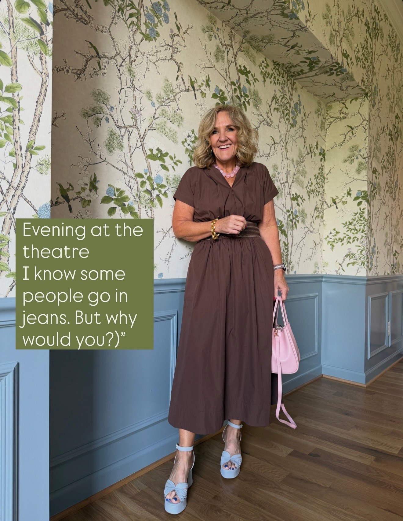 Easy cotton poplin dress with smocked waist. Wear dressed up for a night out or just with casual sandals and a tote. 
I’m wearing a medium 

Summer dress casual dress