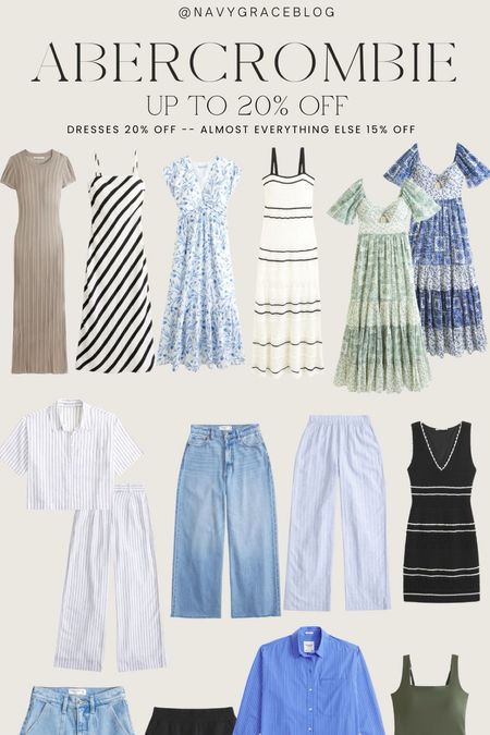 Abercrombie sale!! 20% off dresses 
15% off almost  anything else 
