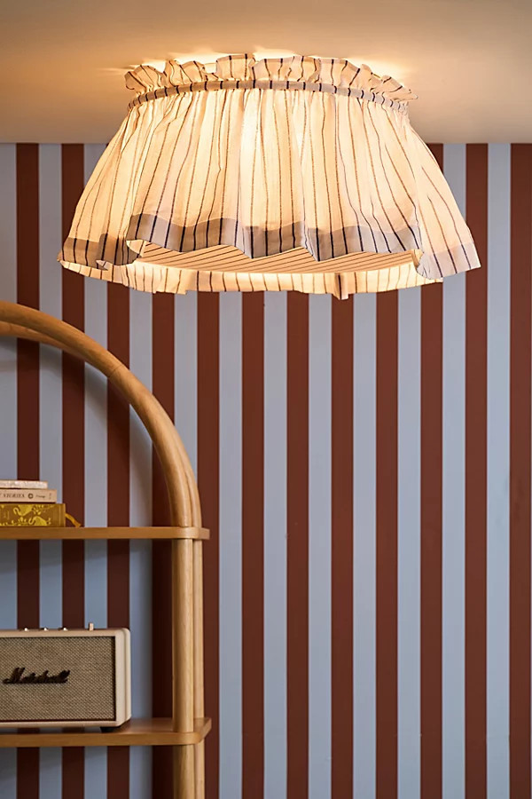 Dakota Gathered Fabric Flush Mount Conversion Kit in Ivory Combo at Urban Outfitters | Urban Outfitters (US and RoW)