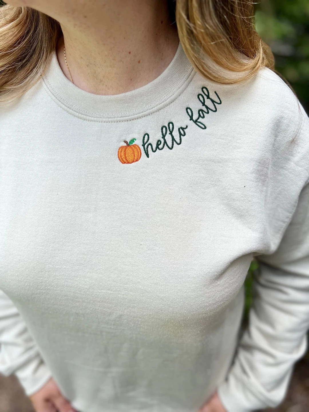 Fall Embroidered Sweatshirt. Hello Fall Pumpkin Embroidered - Etsy | Etsy (US)