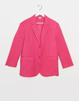 Monki Grace satin blazer in pink | ASOS (Global)