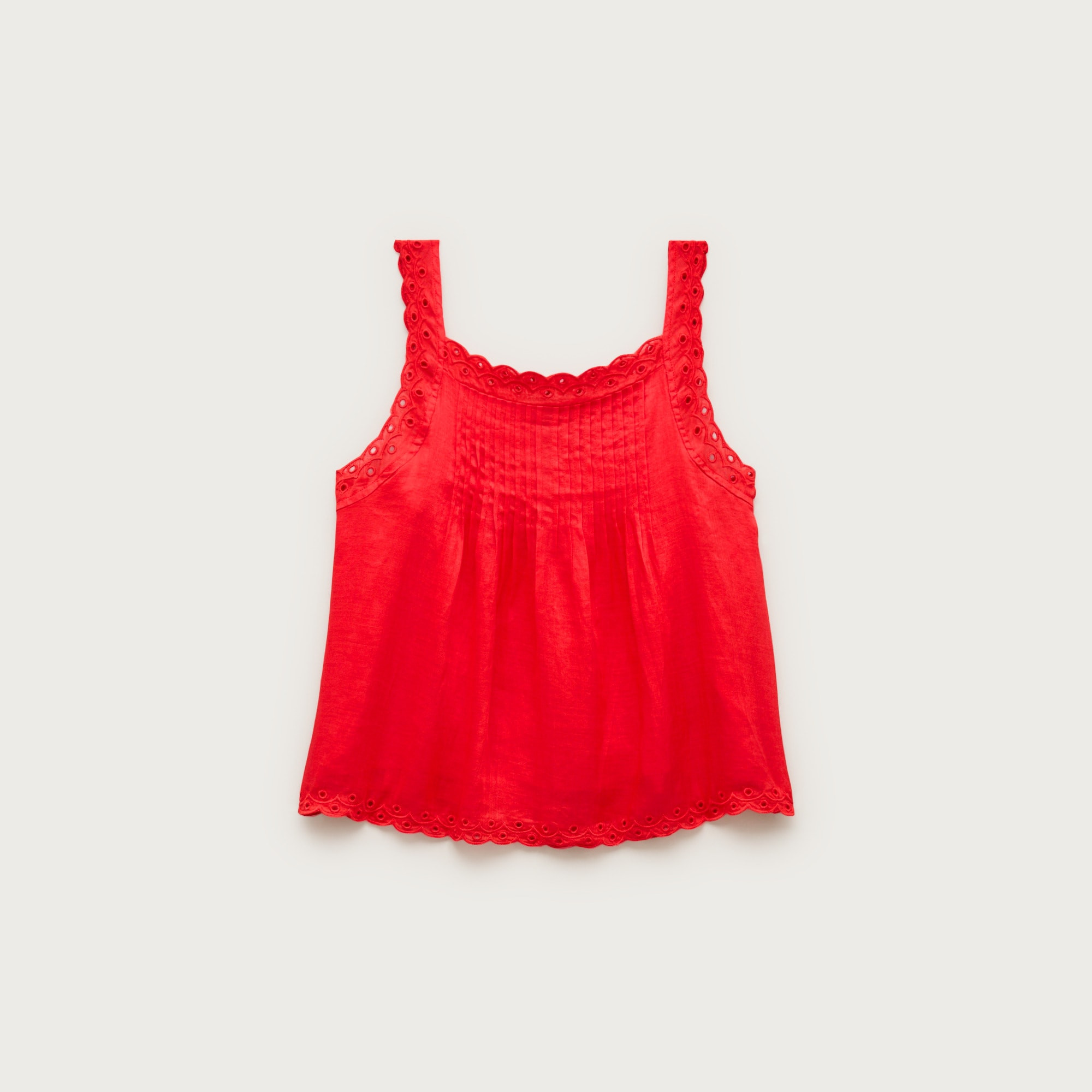 Scallop-trim tank top in ramie | J. Crew US