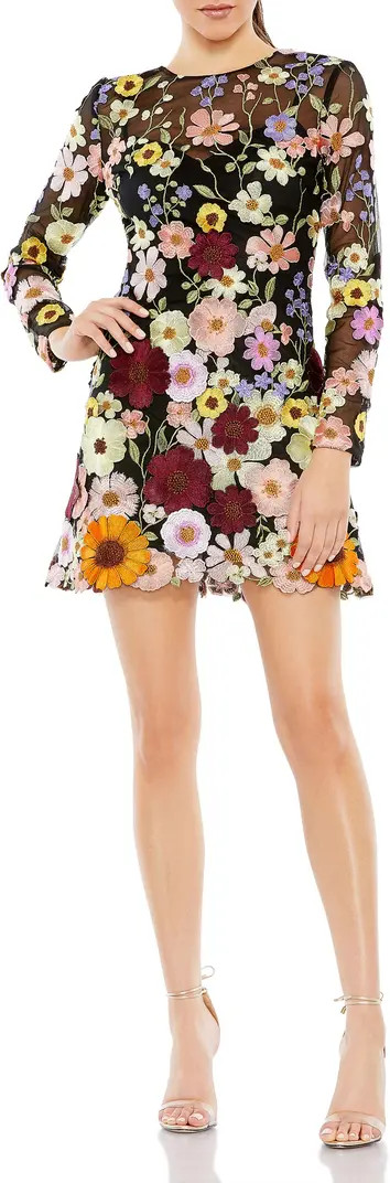 Floral Embroidered Long Sleeve Mini Dress | Nordstrom