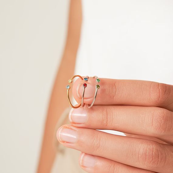 Custom 2 Birthstone Ring by Caitlynminimalist  Mothers Ring  | Etsy | Etsy (US)