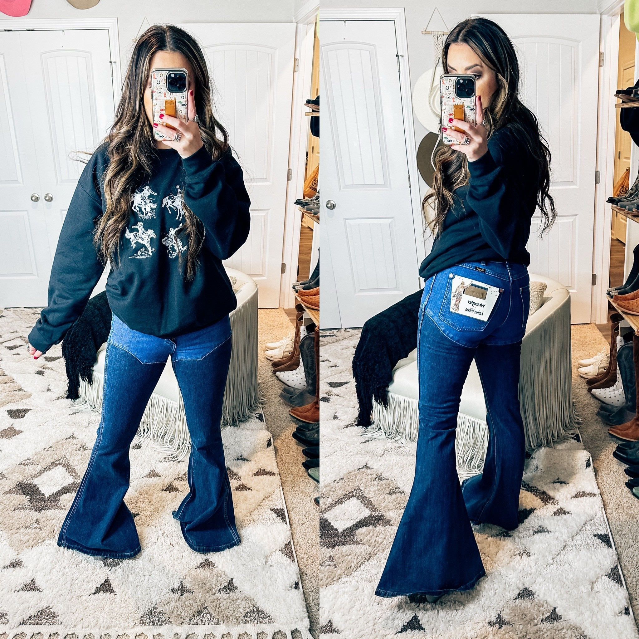 Lainey Wilson x wrangler collection denim flare jeans - size up 

#LTKFindsUnder50 #LTKFindsUnder100 #LTKWorkwear