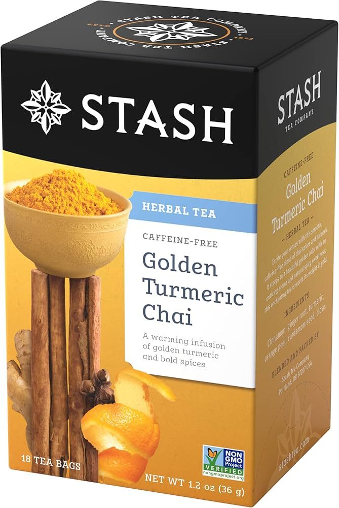 Stash Tea Golden Turmeric Chai Herbal Tea - Naturally Caffeine Free, Non-GMO Project Verified Pre... | Amazon (US)