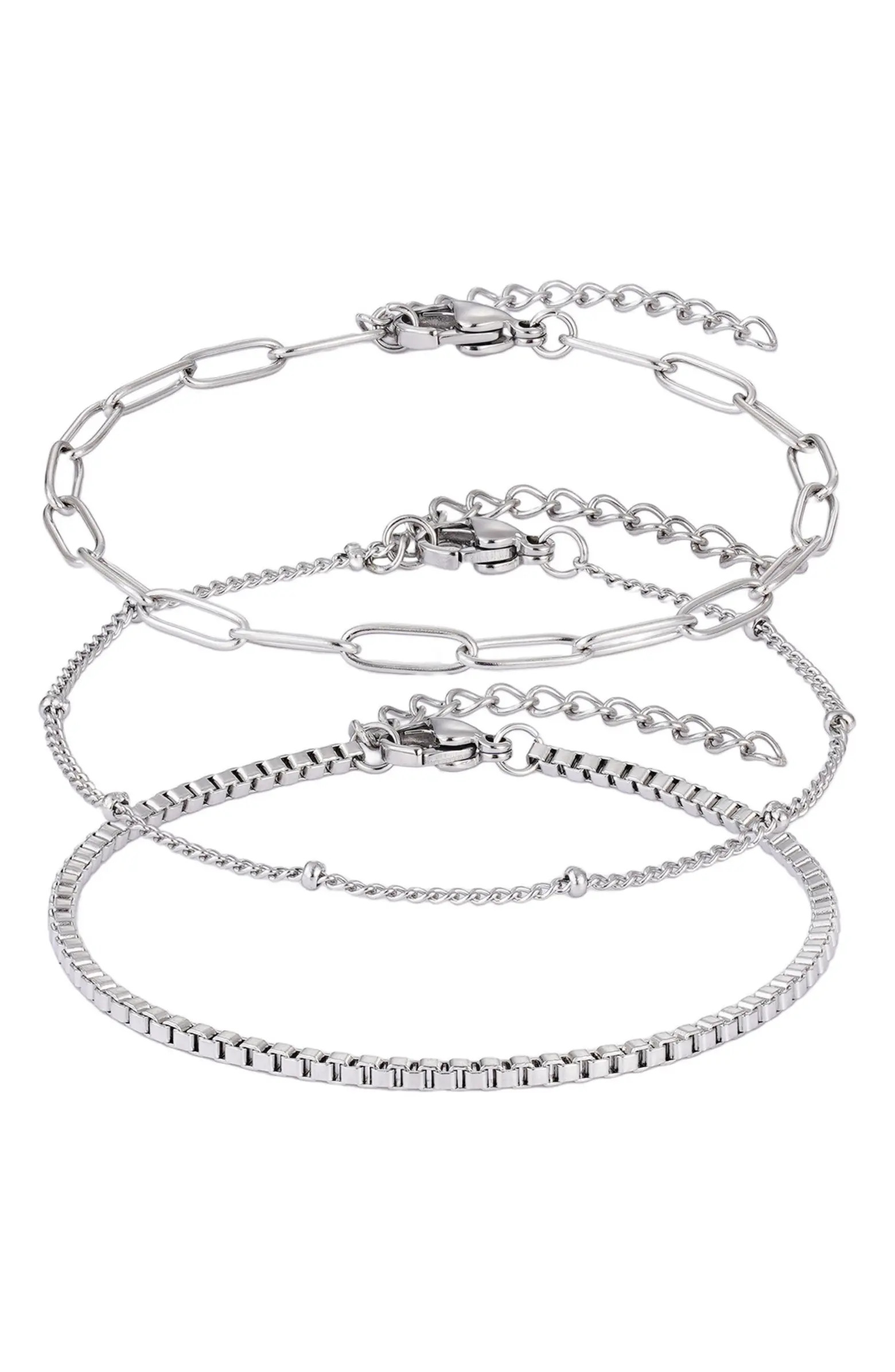 Set of 3 Stainless Steel Bracelets | Nordstrom Rack