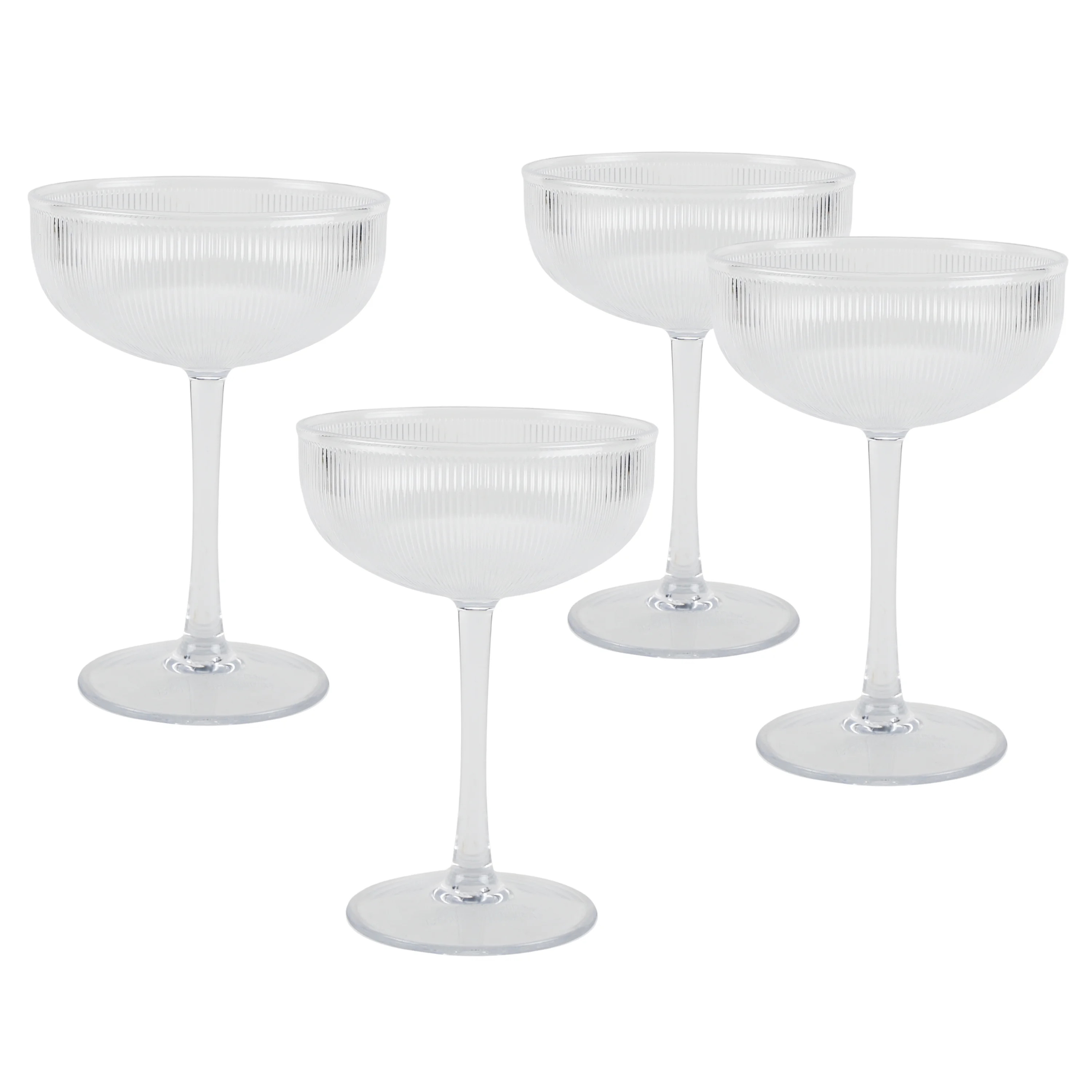 Better Homes & Gardens 4-Piece Clear Ribbed Tritan Coupe Glass Set | Walmart (US)