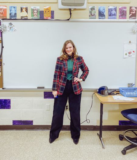 Christmas outfit, holiday outfit
Plaid tartan blazer 
Wide leg corduroy pants TTS
Mock turtleneck TTS

#LTKstyletip #LTKHoliday #LTKSeasonal