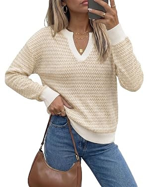 Arach&Cloz Women's 100% Cotton Polo V Neck Striped Short Sleeve Summer Casual Pullover Sweaters 2... | Amazon (US)