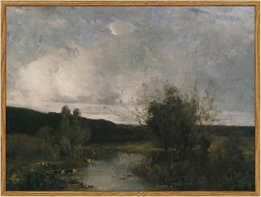 ARPEOTCY Landscape Framed Wall Art, Evening Sky River Living Room Art Decor Aesthetic, 12x16 Inch... | Amazon (US)