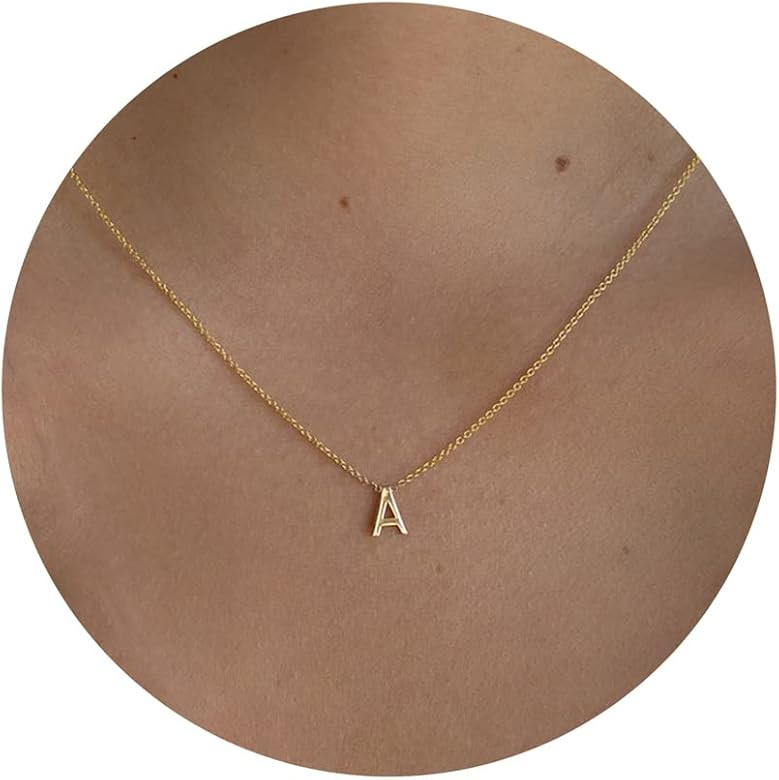 SELFROSE Initial Necklaces for Women, 14k Gold Plated Dainty Gold Letter Necklace Personalized Ti... | Amazon (US)