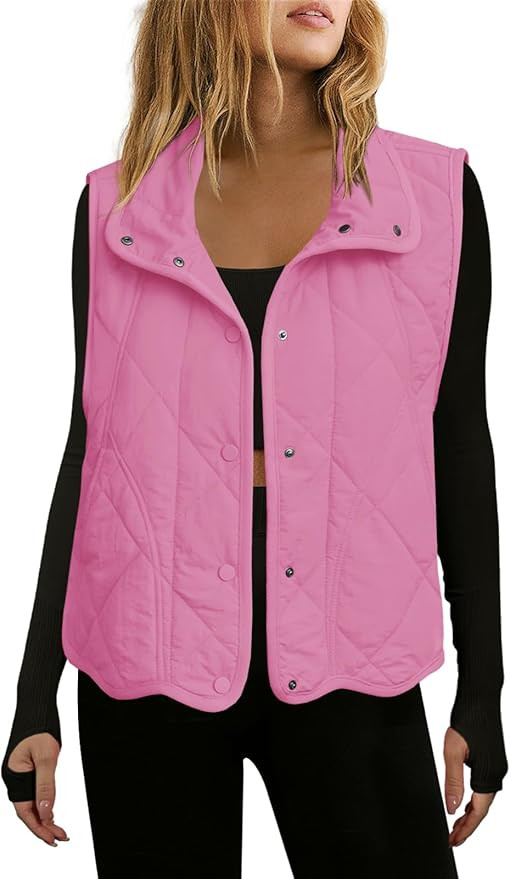 Nirovien Womens Quilted Vest Cropped Puffer Vest Lightweight Outwear with Pockets Button Down Puf... | Amazon (US)