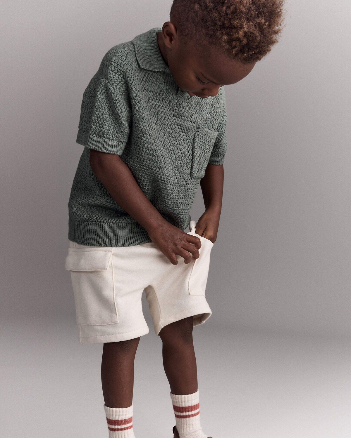 Toddler Boy French Terry Cargo Short with Pockets - Cream - Otter Avenue | Carter's | Carter's Inc