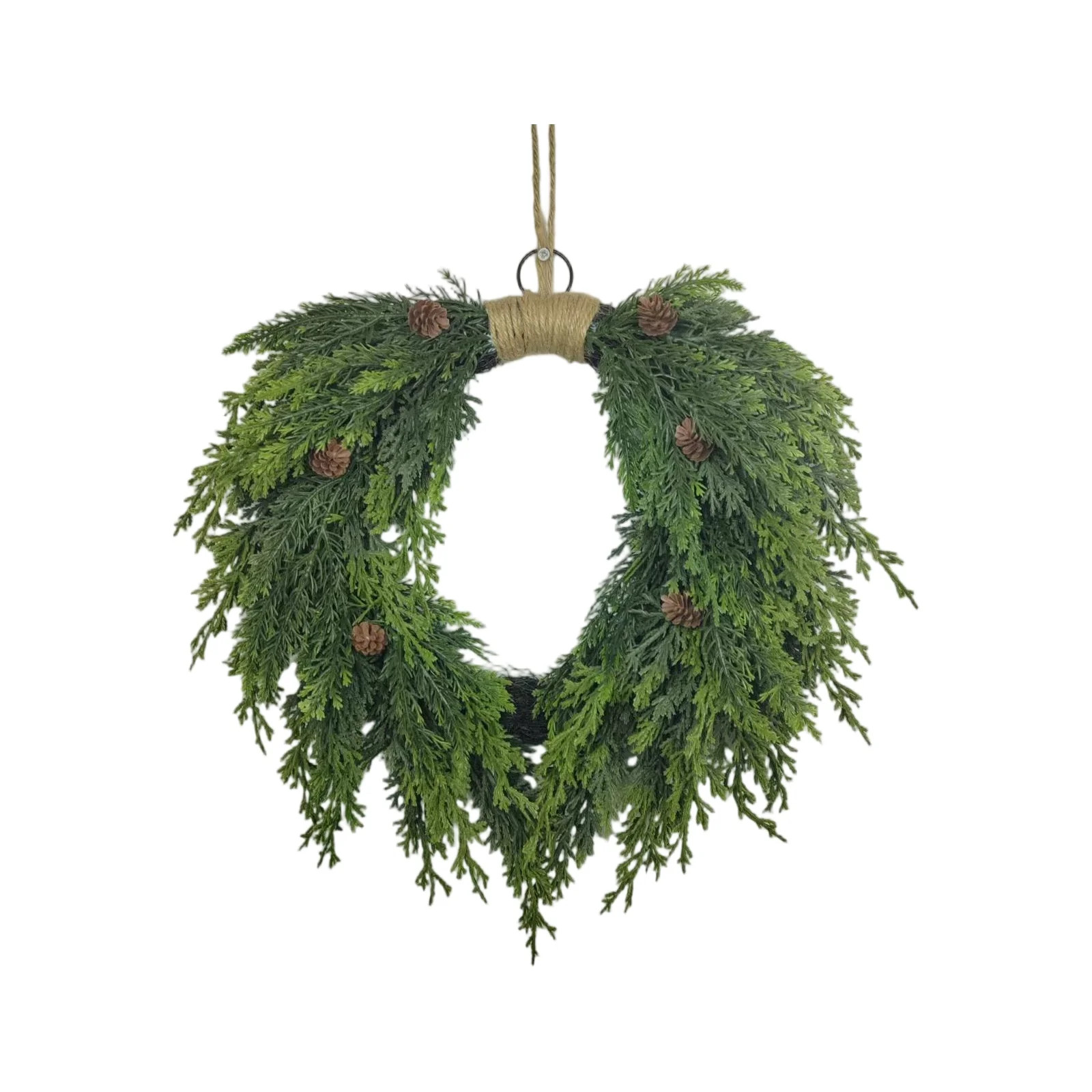 Anmrize 18" Oval Cypress Pinecone Wreath, Burlap Hanger Rustic Xmas Door Decor, Oval Cypress Pine... | Walmart (US)