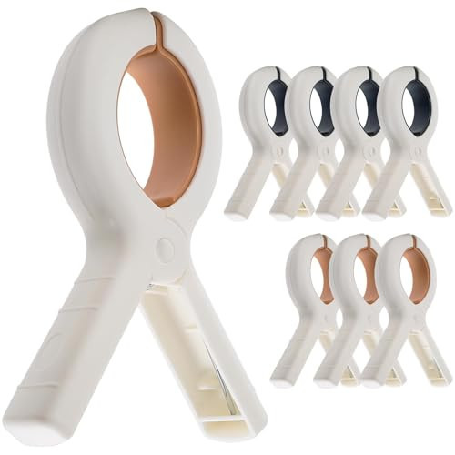 Beach Towel Clips, Beach Clips, Towel Clips for Beach Chairs Cruise, Heavy Duty Clothes Pins-Keep Your Towel from Blowing Away, Beach Accessories for Vacation Must Haves (Khaki and Blue-8pcs) | Amazon (US)