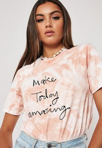 Pink Make Today Amazing Tie Dye Graphic T Shirt | Missguided (US & CA)
