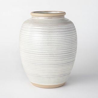 11" Ceramic Ribbed Vase Gray - Threshold™ designed with Studio McGee | Target