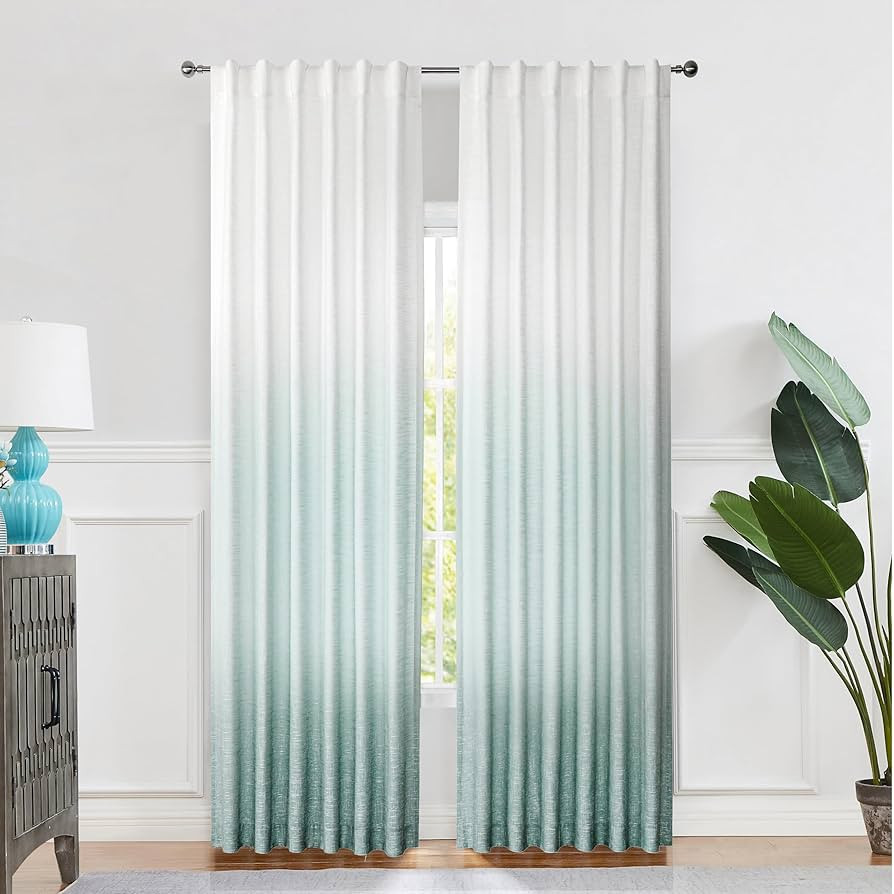 Central Park Ombre Light Filtering Curtain Panel Gradient Print on Rayon Blend Fabric Backtab Rod... | Amazon (US)