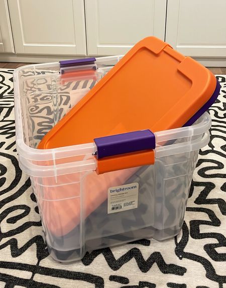 Our #1 parenting hack to stay organized is keep an empty storage bin in your kids closet and as they outgrow stuff place it in the bin to stowaway. This helps avoid having to do major closet clean outs and second guessing what may or may not fit anymore. These bins are only $9 and the colored tops are perfect for Halloween and fall decor storage .

#LTKkids #LTKhome #LTKHalloween