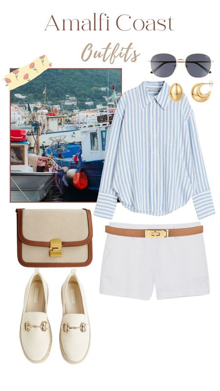 Amalfi coast outfit, blue dress, white espadrilles, white straw bag, vacation outfit, summer dress, blue stripe shirt, white shorts, white loafers brown bag

#LTKStyleTip #LTKTravel #LTKFindsUnder50