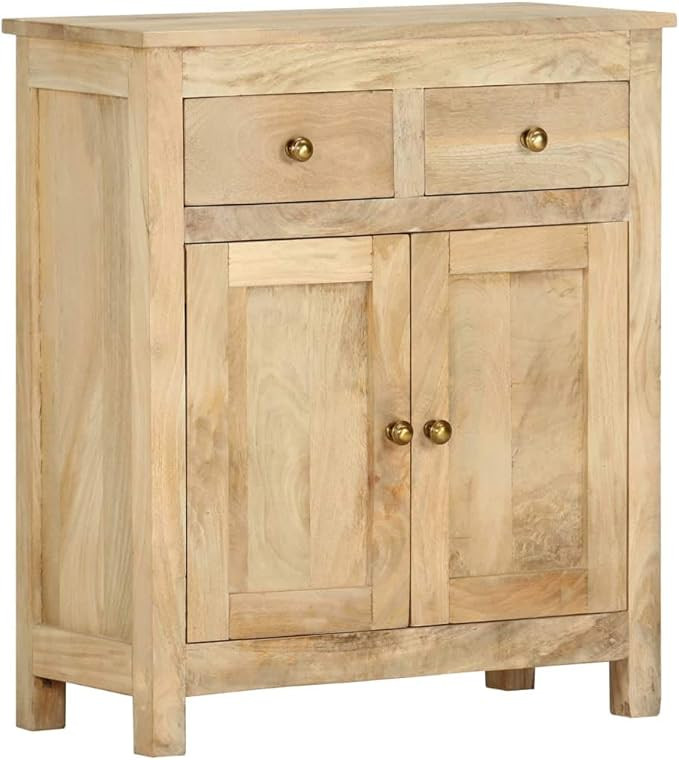 INLIFE Solid Mango Wood Side Cabinet with 2 Storage Drawers and 1 Large Storage Compartment Woode... | Amazon (US)