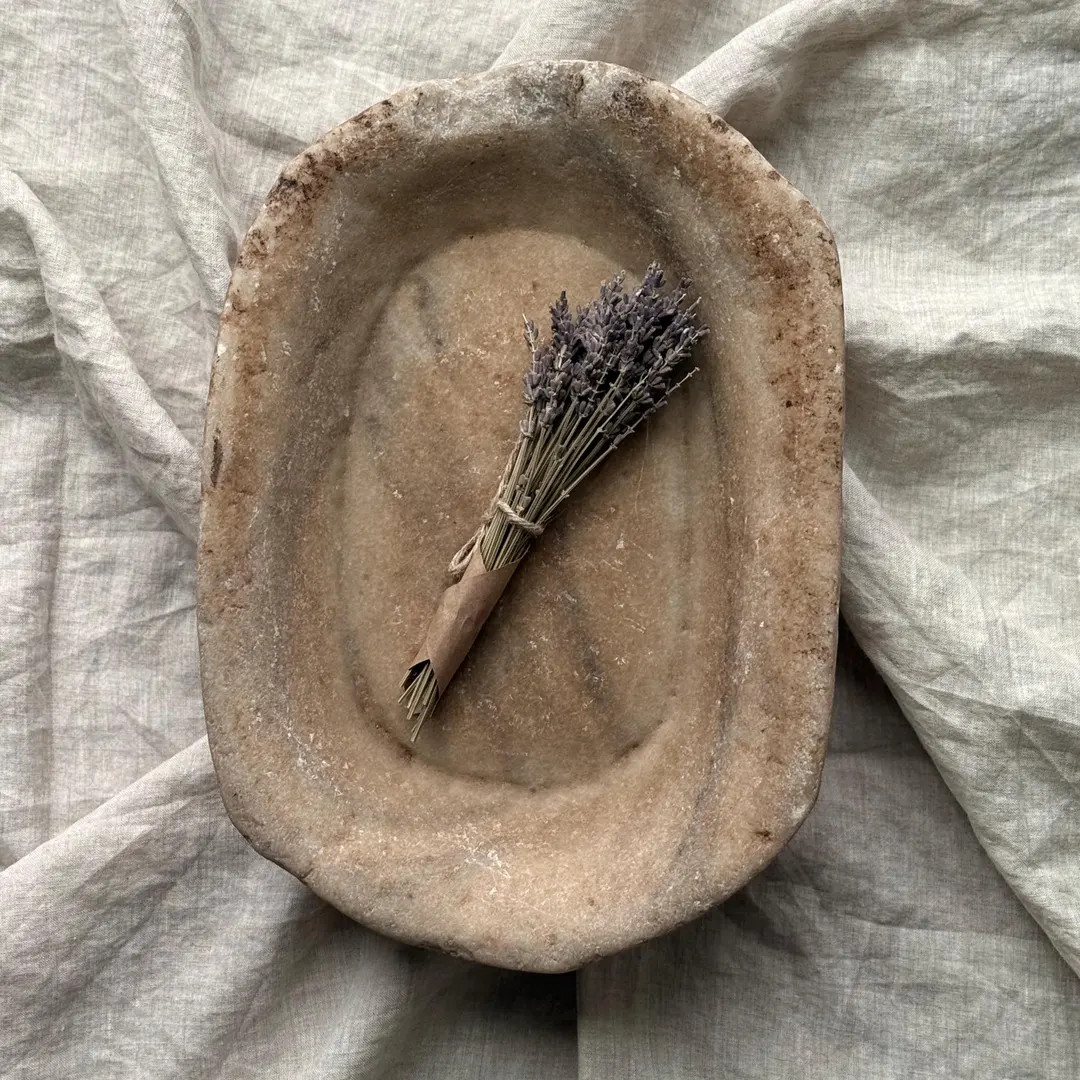 Vintage Marble Kharal Stone Tray, Antique Limestone Carved Oval Tray, Primitive Marble Centerpiec... | Etsy (US)