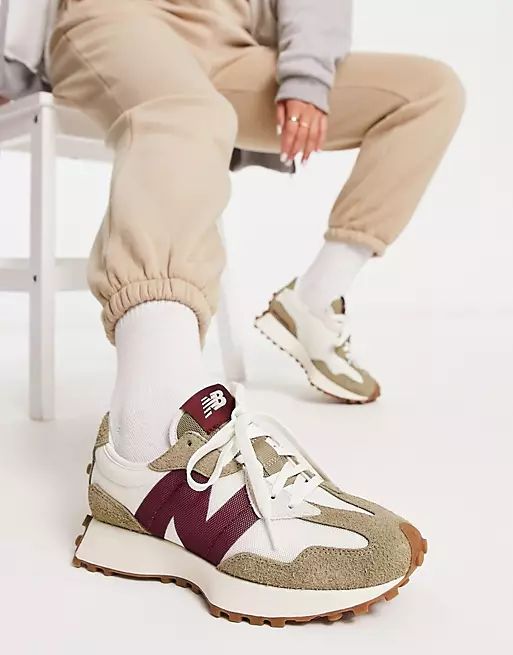 New Balance 327 trainers in off white and burgundy - exclusive to ASOS | ASOS (Global)