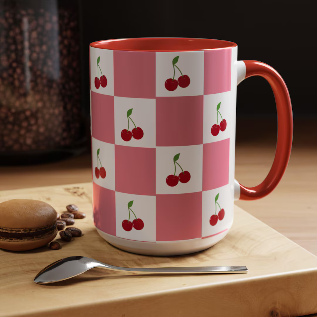 Retro Cherry Mug| Gifts Under 10 - Etsy | Etsy (US)