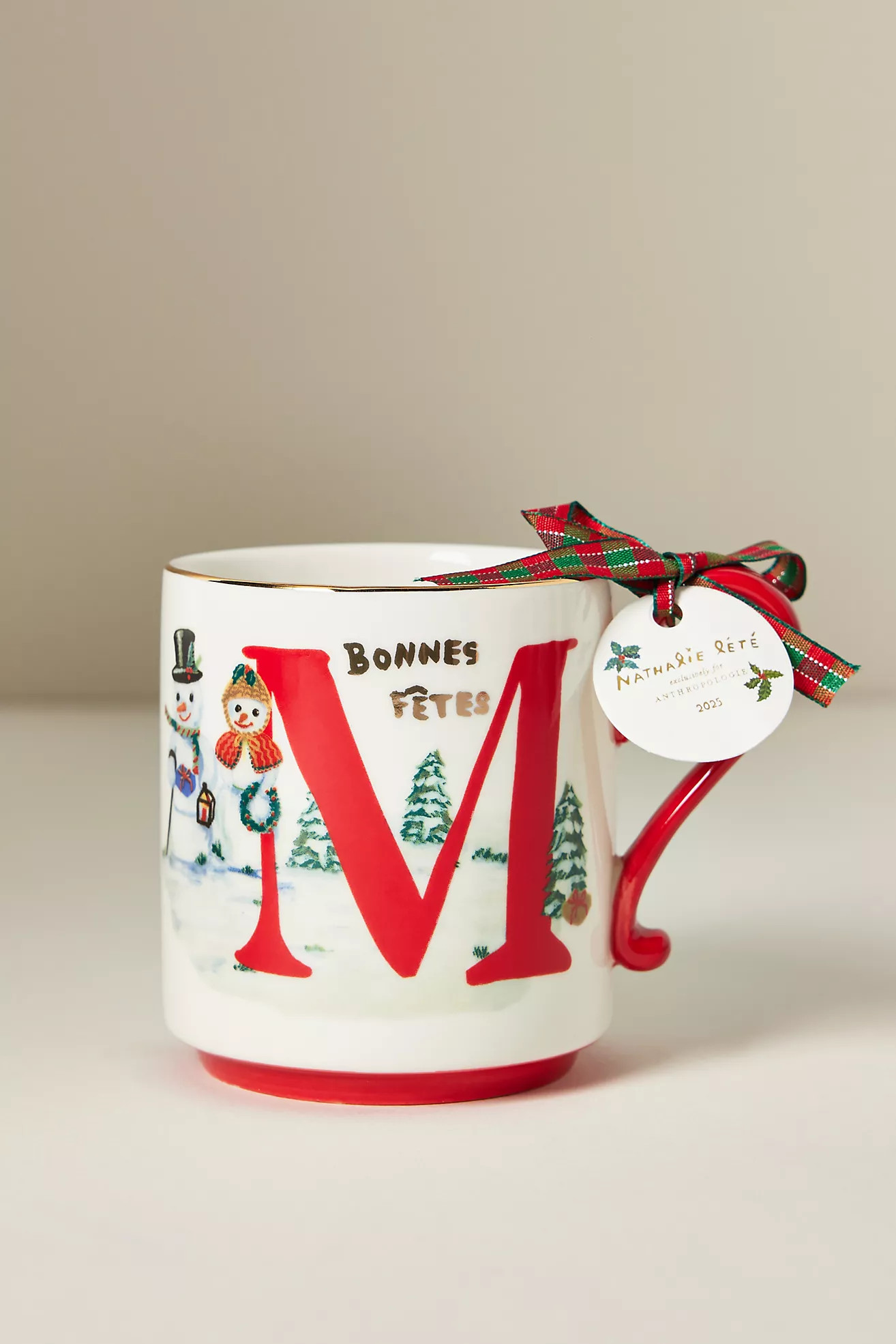 Nathalie Lete Stoneware Holiday Monogram Mug | Anthropologie (US)