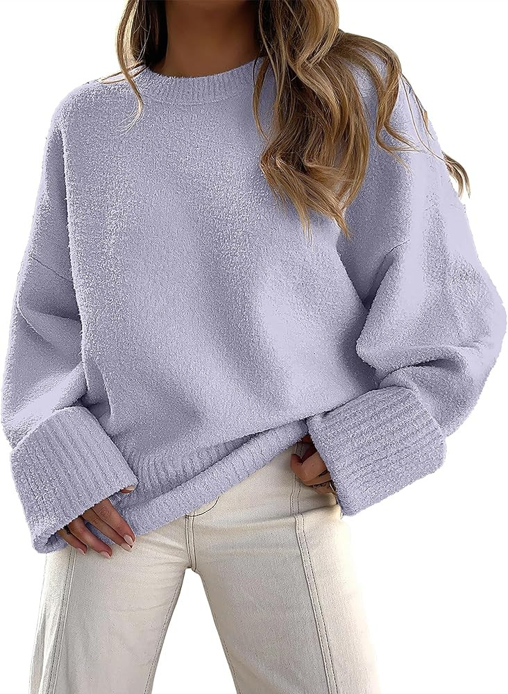 ANRABESS Women's Oversized Sweaters 2025 Long Sleeve Fuzzy Knit Casual Chunky Pullover Sweater Fa... | Amazon (US)
