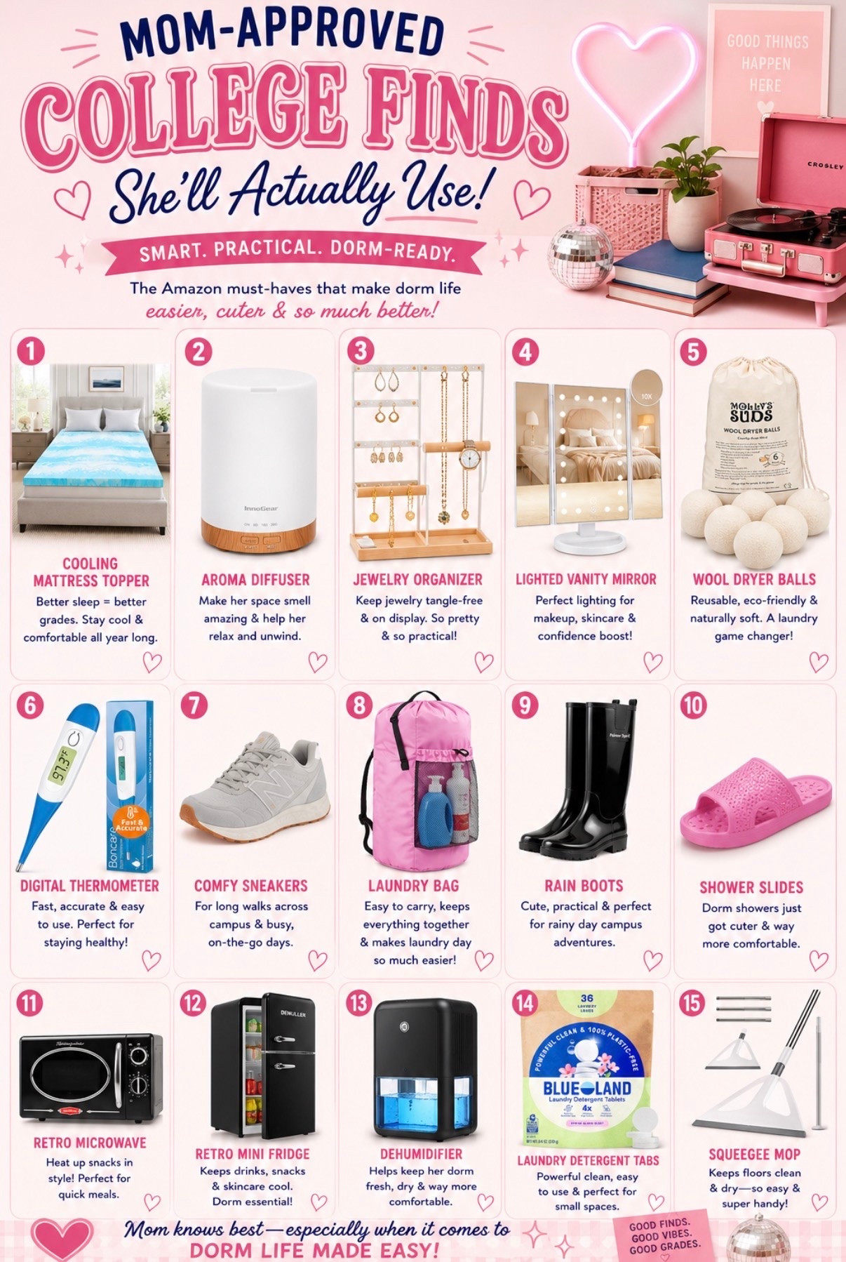Mom-approved college finds she’ll actually use 💕🎓 From laundry day and rainy walks across campus to dorm room comfort and everyday essentials—these are the practical Amazon finds I’d send my own daughter to college with! 🩷✨ Save this for move-in shopping!

#CollegeMustHaves #AmazonCollegeFinds #DormRoomEssentials #CollegeGirlEssentials #MomApprovedFinds

#LTKU #LTKHome #LTKmomlife
